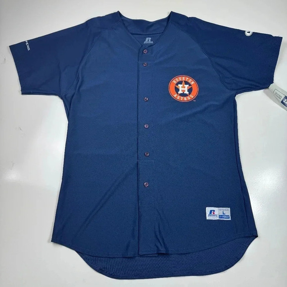 Houston Astros Men’s Baseball‎ Navy Blue Jersey HEB NWT Size Large - Picture 2 of 11